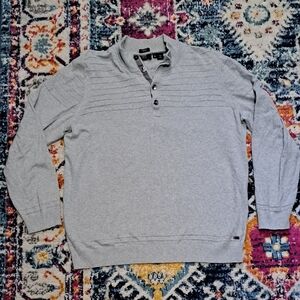 Boss. Men's Light Gray Button-Up Sweater